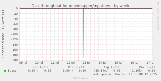 Disk throughput for /dev/mapper/mpathev
