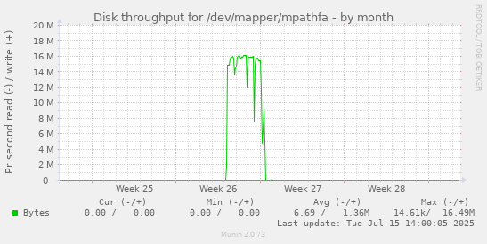 Disk throughput for /dev/mapper/mpathfa