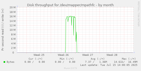 Disk throughput for /dev/mapper/mpathfc